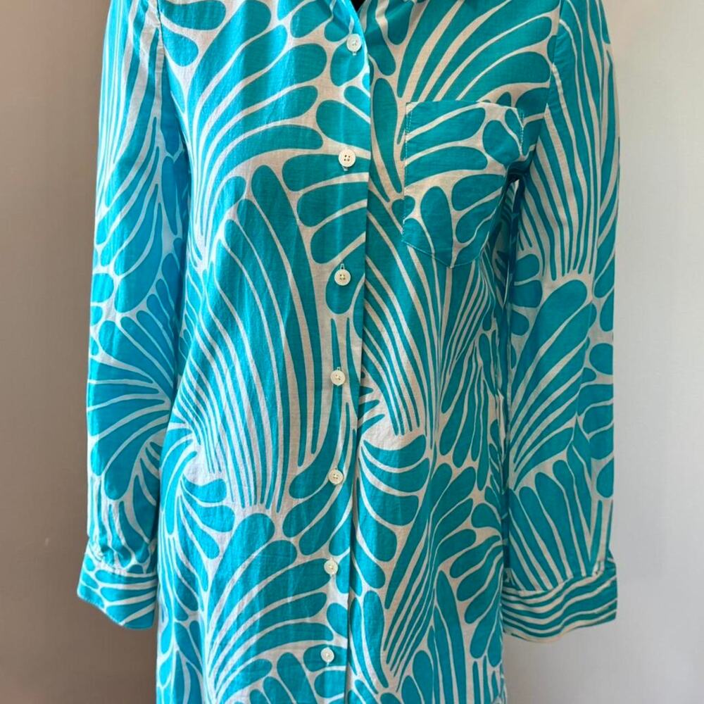 Kate Spade Turqouise Palm Shirt Dress Size 0